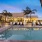The rooftop pool deck and cabanas